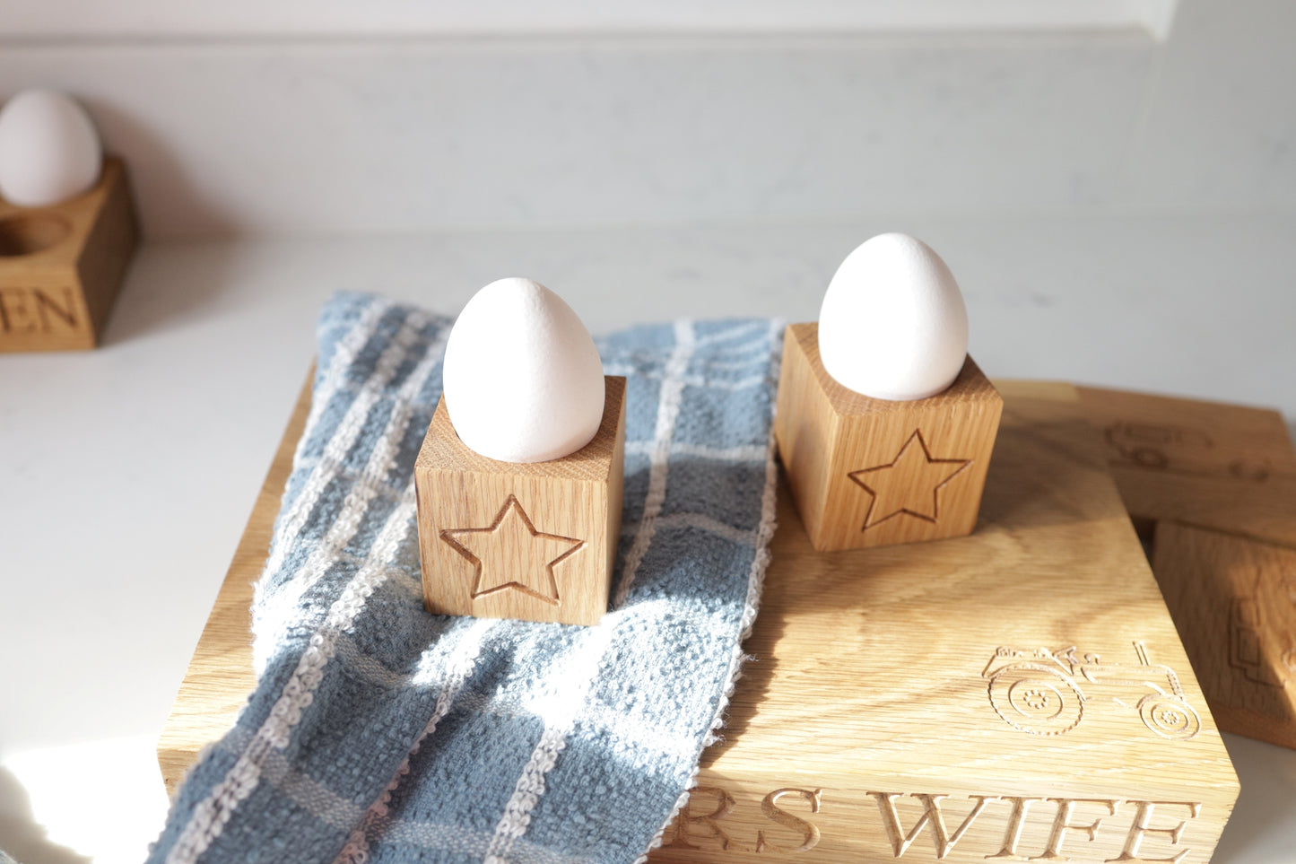 Oak Egg Cup Holder